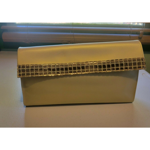Vintage 1980s Original Parfums by Christian Dior Gold Vinyl Clutch Evening Bag - Picture 1 of 6